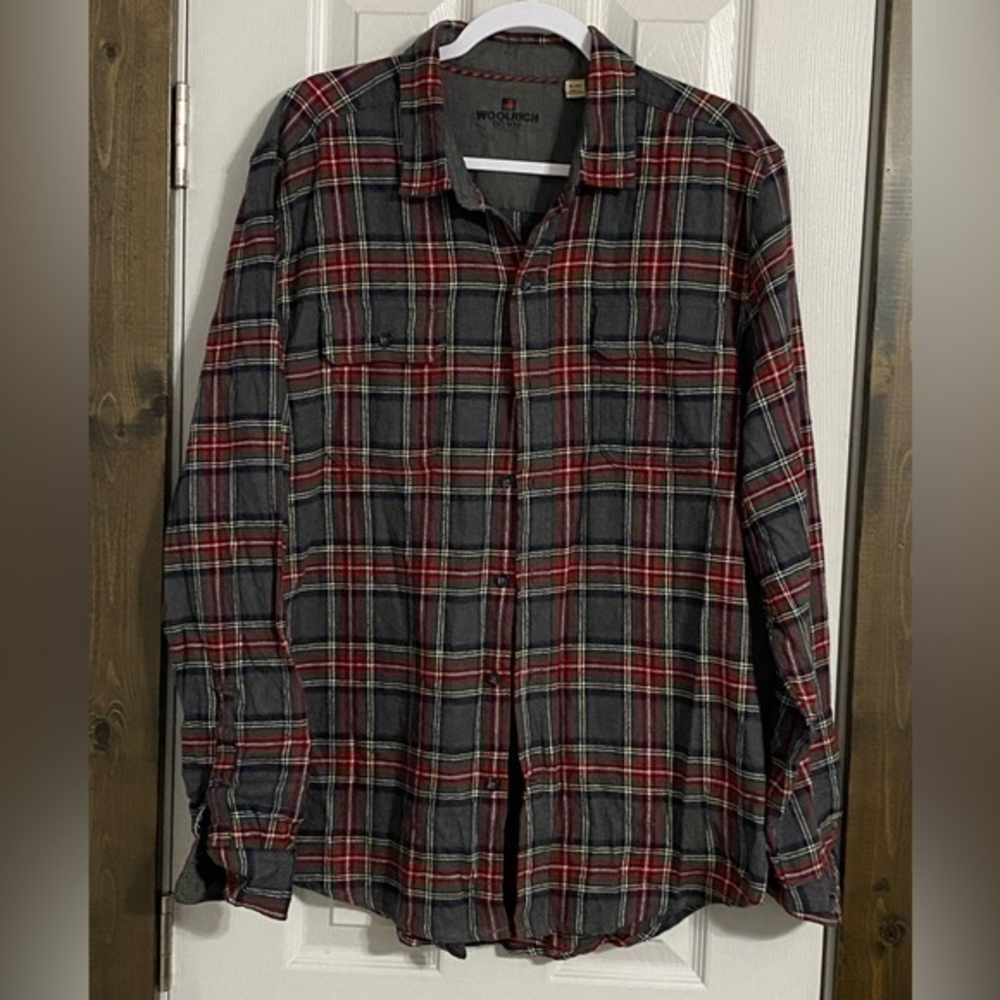 WOOLRICH Men's Flannel gray/red/black XL